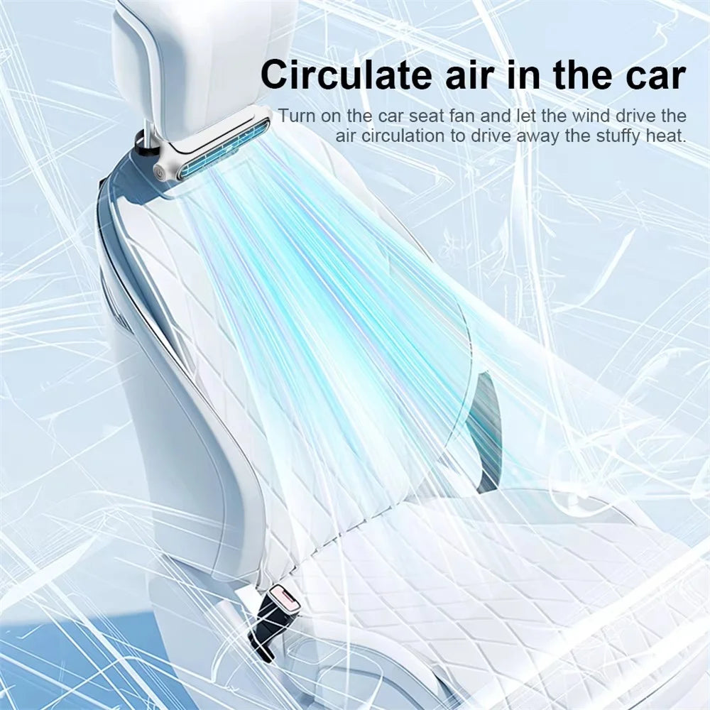 KLX05 Dual Turbine Portable Car Seat Cooling Fan 3-Speed Adjustable Rear Backrest Fan - Black - 6