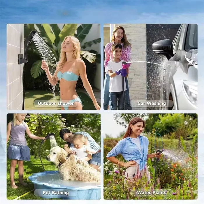 Portable Electric Shower Pump Built-in 6000mAh Battery IPX7 Waterproof 4 Modes Camping Bathing Set - Grey - 7