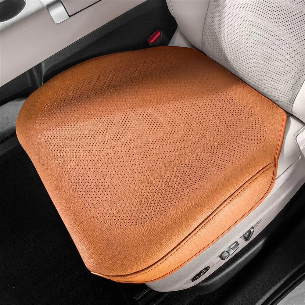 Ventilated Car Seat Cushion Summer Breathable Car Seat Pad PU Leather Car Seat Cover - Orange - 1