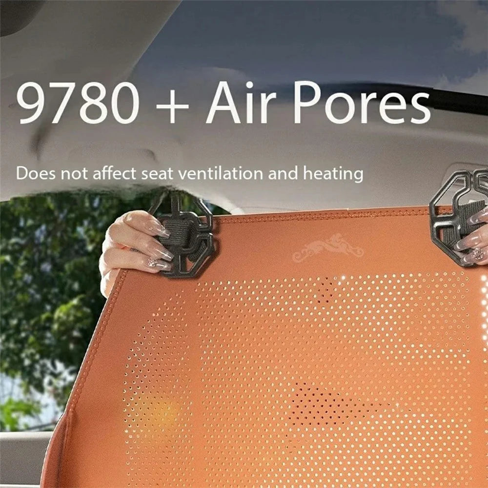 Ventilated Car Seat Cushion Summer Breathable Car Seat Pad PU Leather Car Seat Cover - Orange - 3