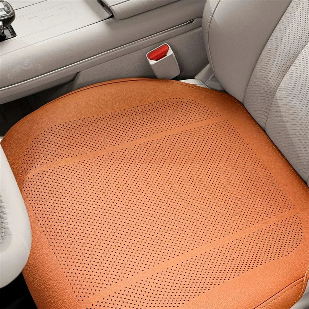 Ventilated Car Seat Cushion Summer Breathable Car Seat Pad PU Leather Car Seat Cover - Orange - 4