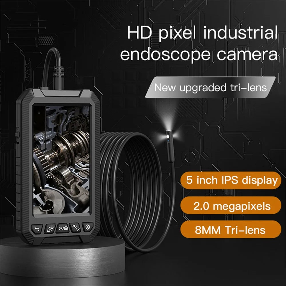 ANESOK ALS5003 5-inch IPS LCD Handheld Digital Endoscope with Dual 8mm Lens / 5m Hard Cable IP67 Waterproof Borescope Scope Camera - 2