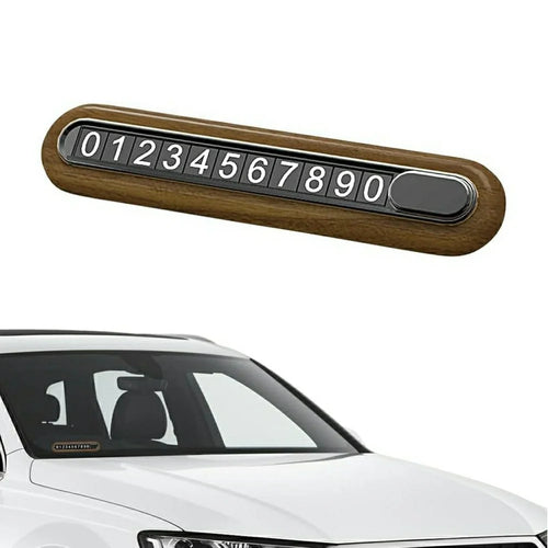 Walnut Wood Car Parking Sign Privacy Protection Hidden Temporary Car Parking Phone Number Card - 1