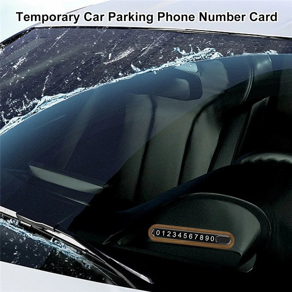 Walnut Wood Car Parking Sign Privacy Protection Hidden Temporary Car Parking Phone Number Card - 2