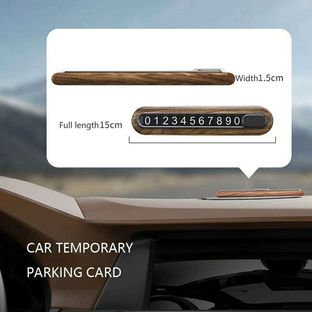 Walnut Wood Car Parking Sign Privacy Protection Hidden Temporary Car Parking Phone Number Card - 3
