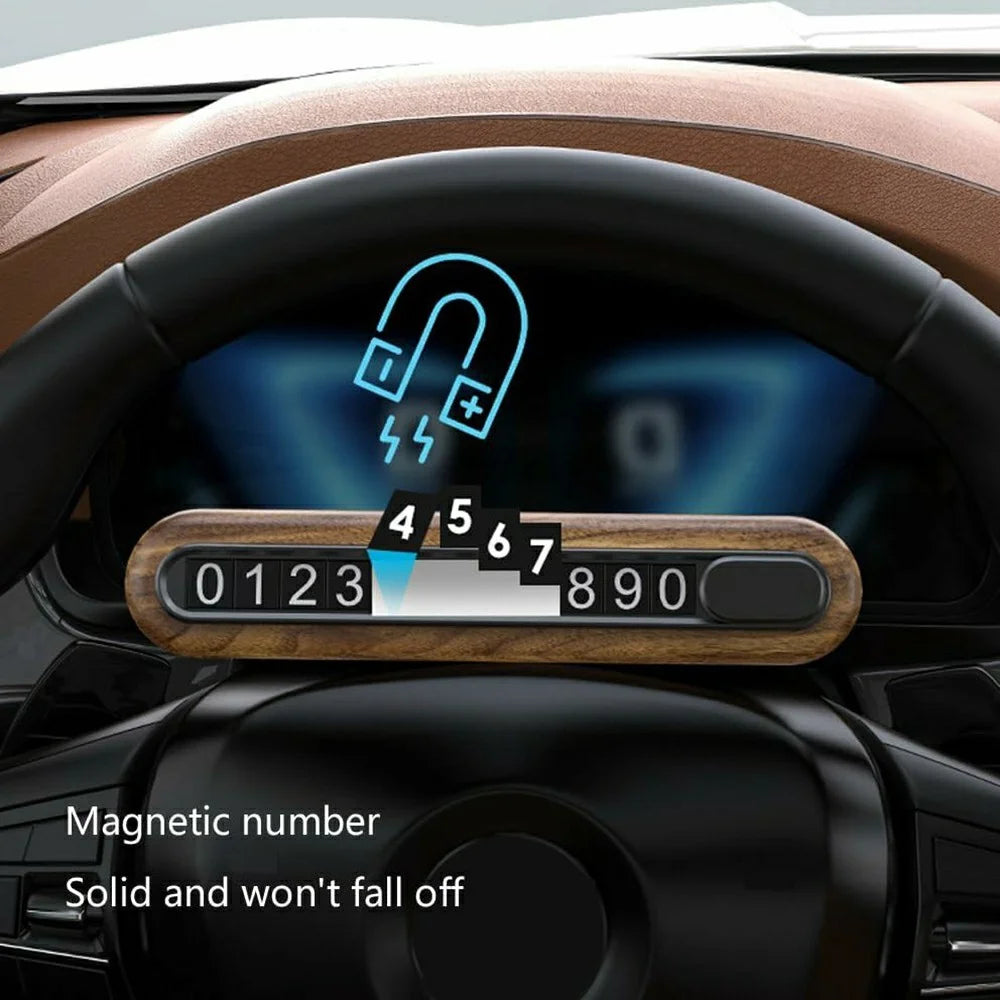 Walnut Wood Car Parking Sign Privacy Protection Hidden Temporary Car Parking Phone Number Card - 4