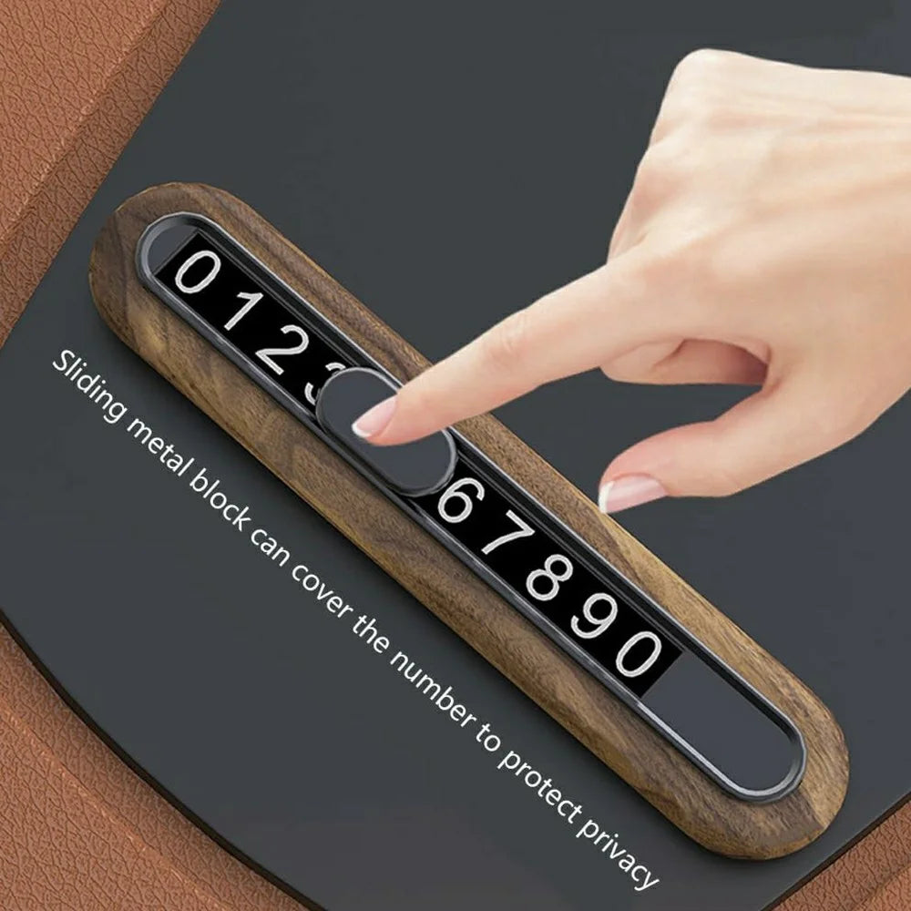 Walnut Wood Car Parking Sign Privacy Protection Hidden Temporary Car Parking Phone Number Card - 5