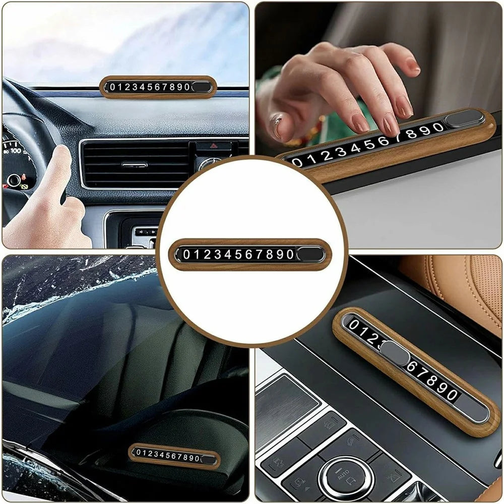 Walnut Wood Car Parking Sign Privacy Protection Hidden Temporary Car Parking Phone Number Card - 6