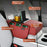 PU Leather Car Center Console Armrest Pad Heightened Cushion with Cup Holder and Charging Port - Red - 2