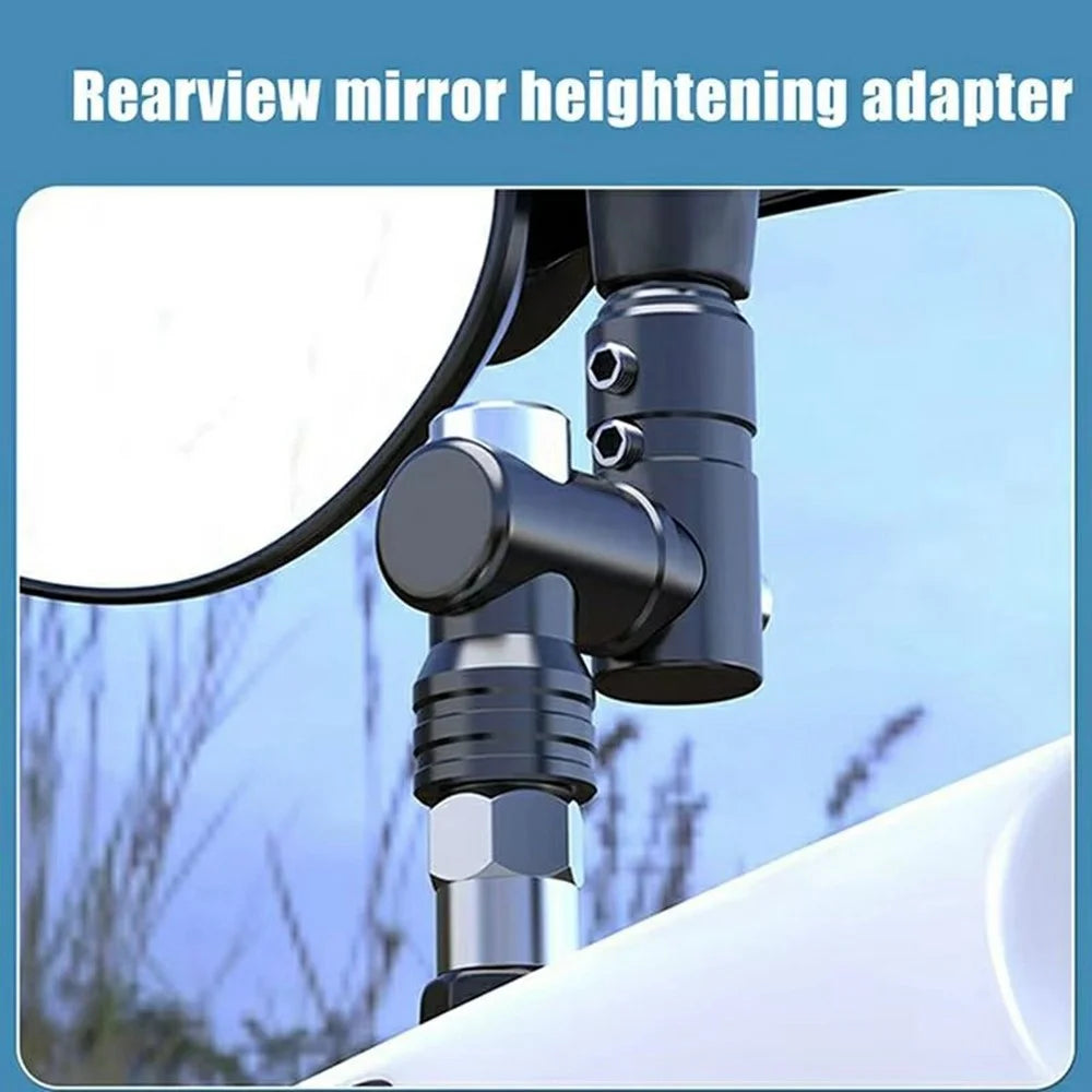 Motorcycle Handlebar Mirror Extender Aluminum Alloy M10 Adjustable Rearview Mirror Mount for Bikes E-Scooter - Black - 2