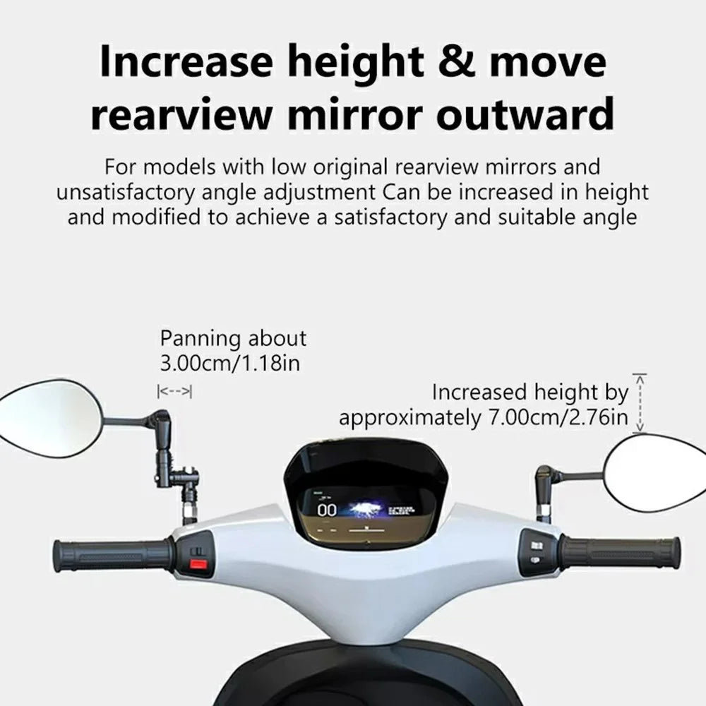 Motorcycle Handlebar Mirror Extender Aluminum Alloy M10 Adjustable Rearview Mirror Mount for Bikes E-Scooter - Black - 4