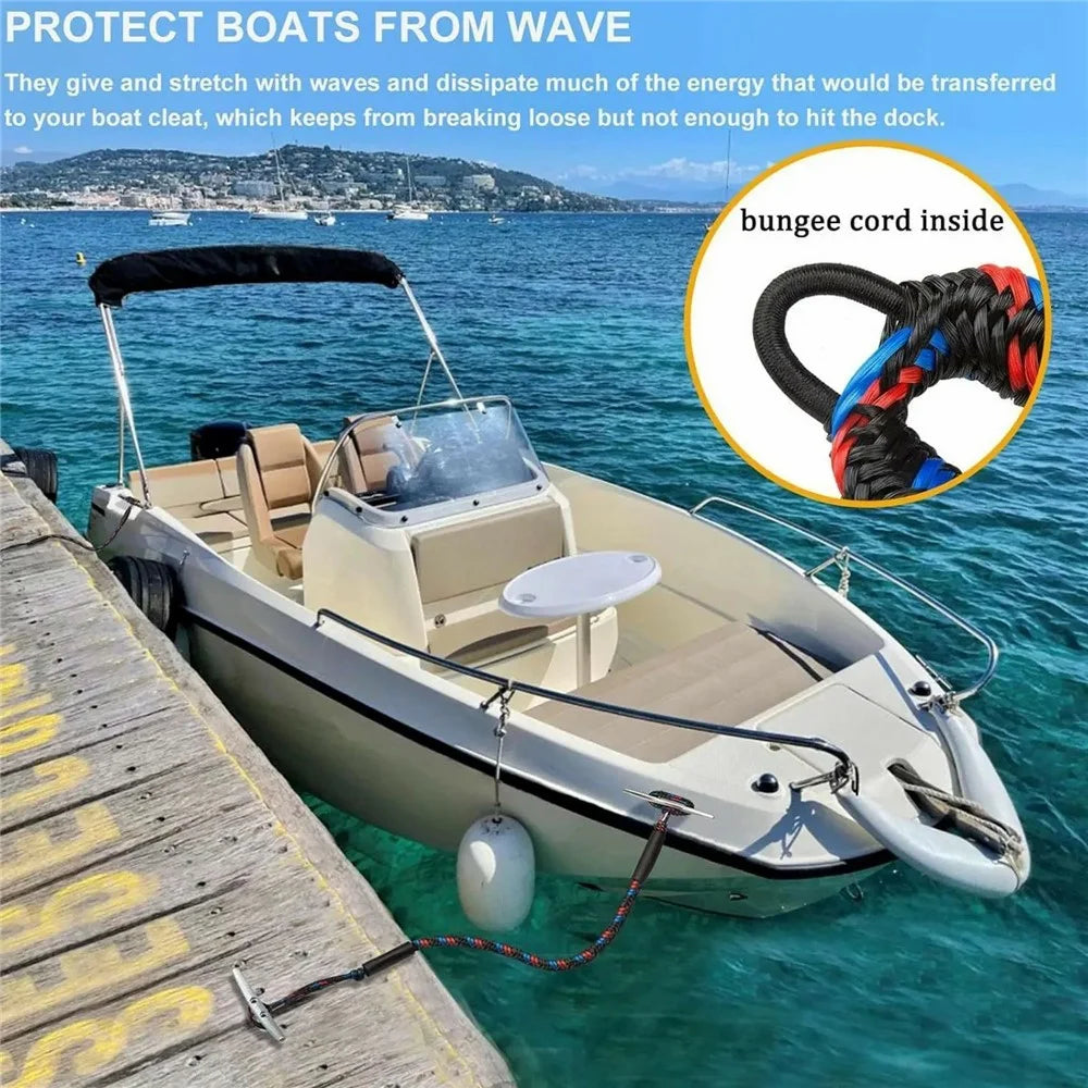4-5.5ft Stretchable Bungee Dock Line Mooring Rope with Foam Float for Boat Yacht - 2