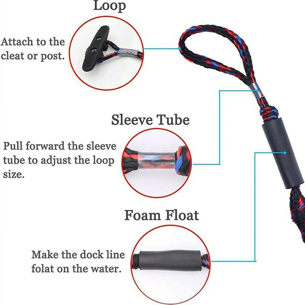 4-5.5ft Stretchable Bungee Dock Line Mooring Rope with Foam Float for Boat Yacht - 4