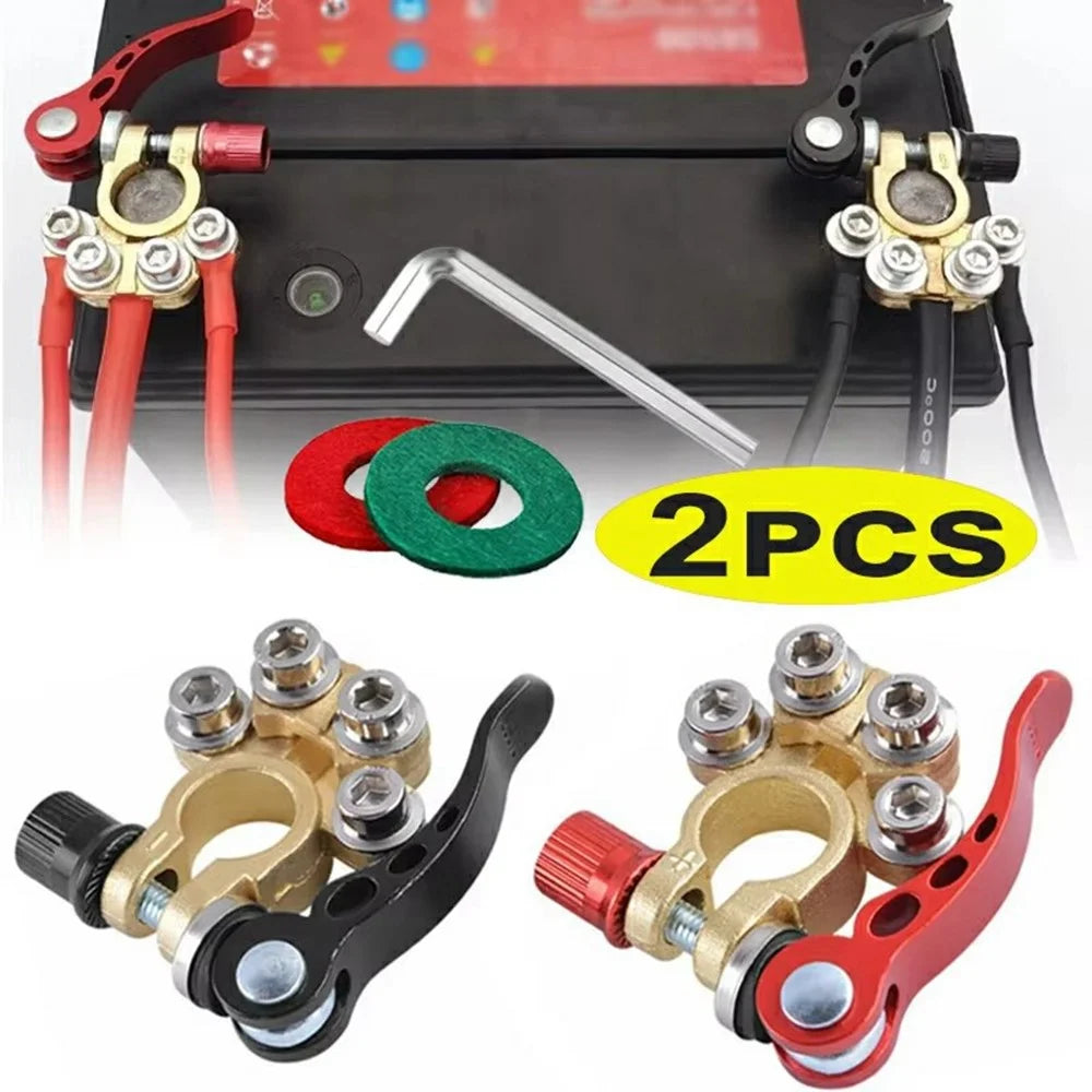 2Pcs Quick Release Battery Terminals 4 Way Car Battery Terminals Clamps 12V / 24V Battery Terminal Connectors for Car Truck Caravan - 2