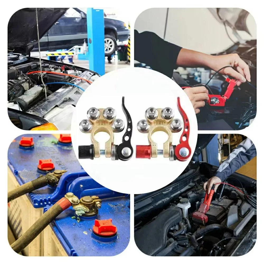 2Pcs Quick Release Battery Terminals 4 Way Car Battery Terminals Clamps 12V / 24V Battery Terminal Connectors for Car Truck Caravan - 4