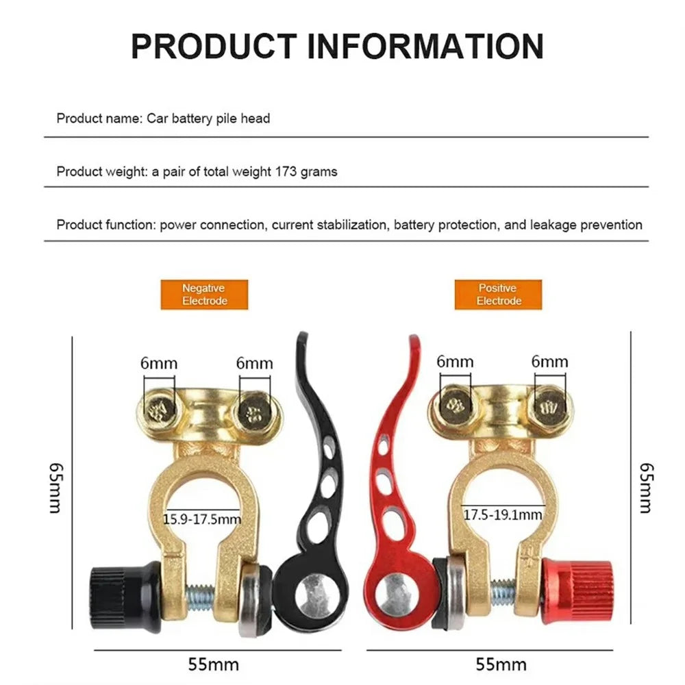 2Pcs Quick Release Battery Terminals 4 Way Car Battery Terminals Clamps 12V / 24V Battery Terminal Connectors for Car Truck Caravan - 6