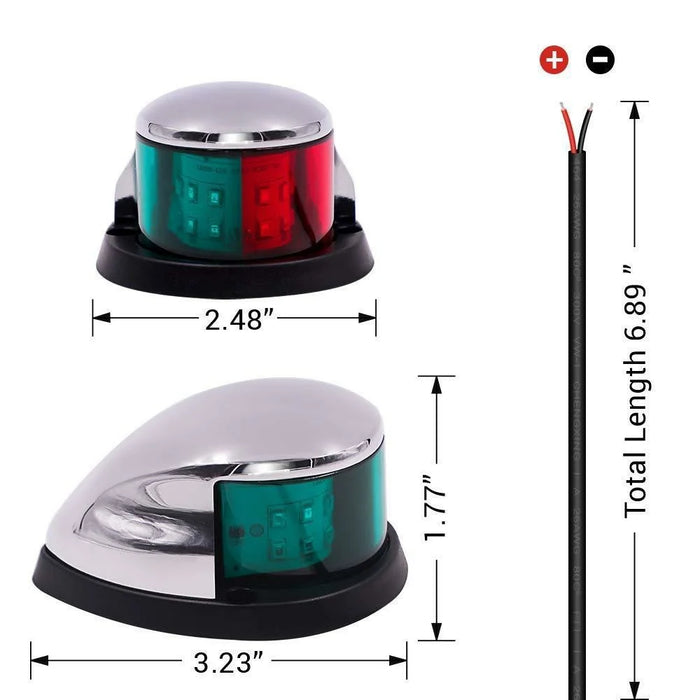 12-LED Marine Navigation Light Boat Signal Light IP67 Waterproof Red Green Bow Light for Yacht Sailing - 5