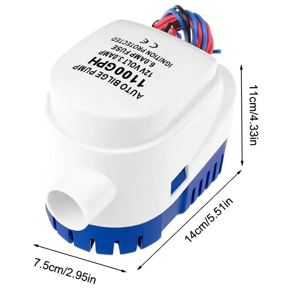 12V Bilge Pump 1100GPH Submersible Water Pump Auto Float Switch for RV Marine Boat - 7