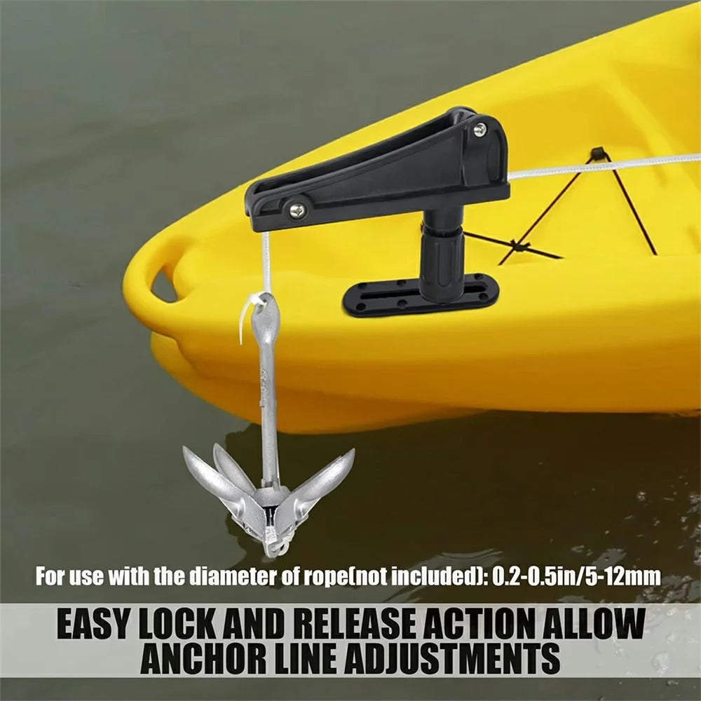 Kayak Anchor Lock Bracket 360 Degree Rotation Fishing Boat Cleat Rope Holder for Kayak Canoe - Black - 2