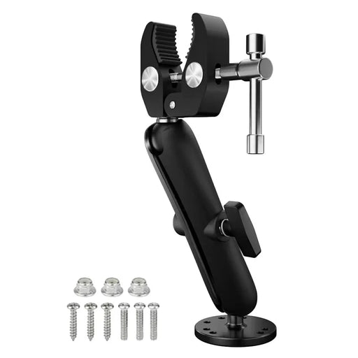 1 Inch Ball Head Aluminum Alloy Clamp Marine Trolling Motor Mount Stabilizer Support for Boat Kayak - Black - 1