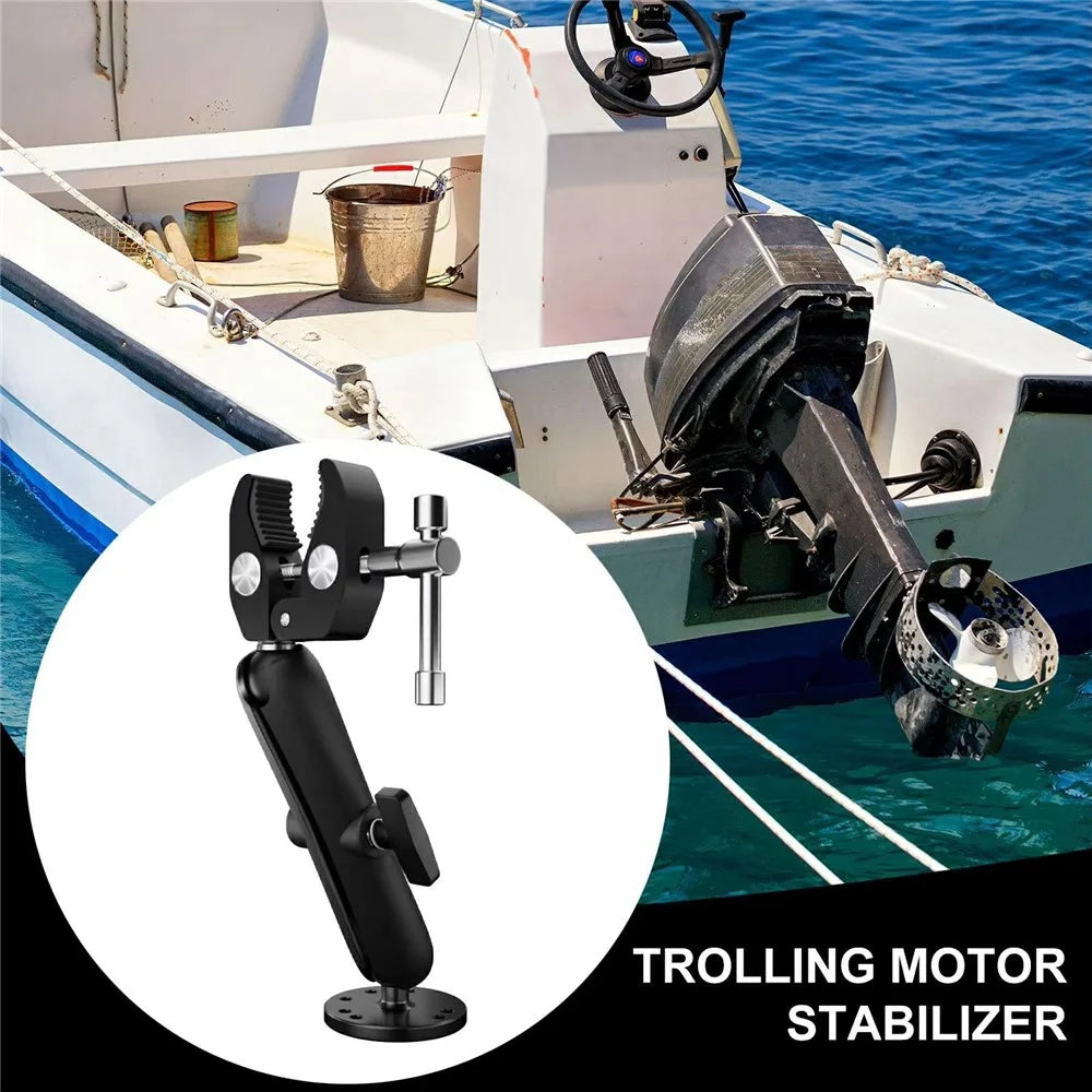 1 Inch Ball Head Aluminum Alloy Clamp Marine Trolling Motor Mount Stabilizer Support for Boat Kayak - Black - 3