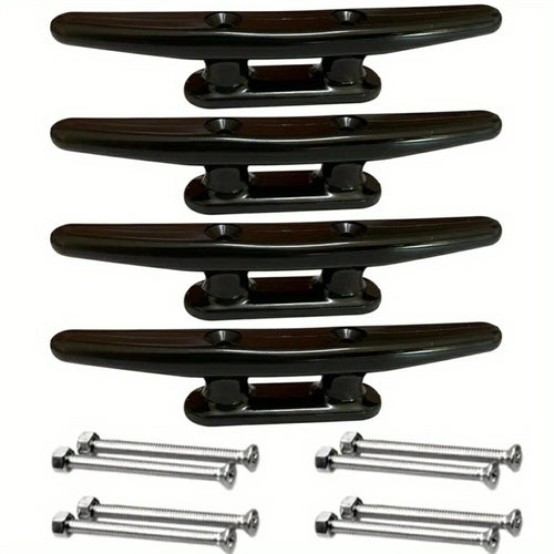4Pcs 4 Inch Plastic Boat Dock Cleat Kayak Small Rope Tie Cleat Dock for Marine Deck Boats Canoes - Black - 1