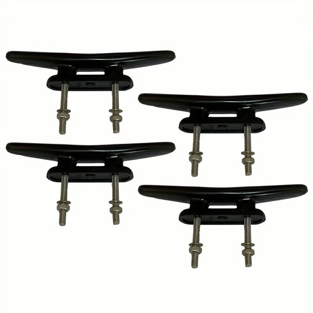 4Pcs 4 Inch Plastic Boat Dock Cleat Kayak Small Rope Tie Cleat Dock for Marine Deck Boats Canoes - Black - 2