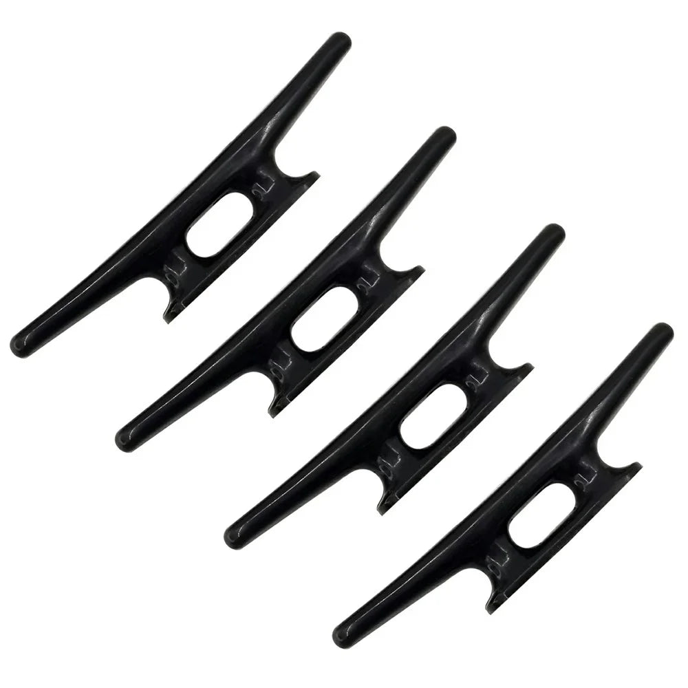 4Pcs 4 Inch Plastic Boat Dock Cleat Kayak Small Rope Tie Cleat Dock for Marine Deck Boats Canoes - Black - 4