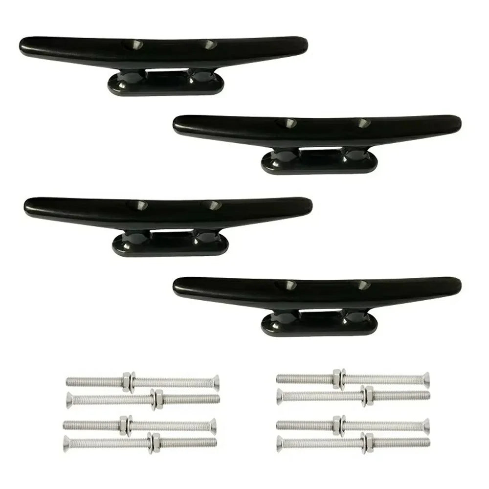 4Pcs 4 Inch Plastic Boat Dock Cleat Kayak Small Rope Tie Cleat Dock for Marine Deck Boats Canoes - Black - 5