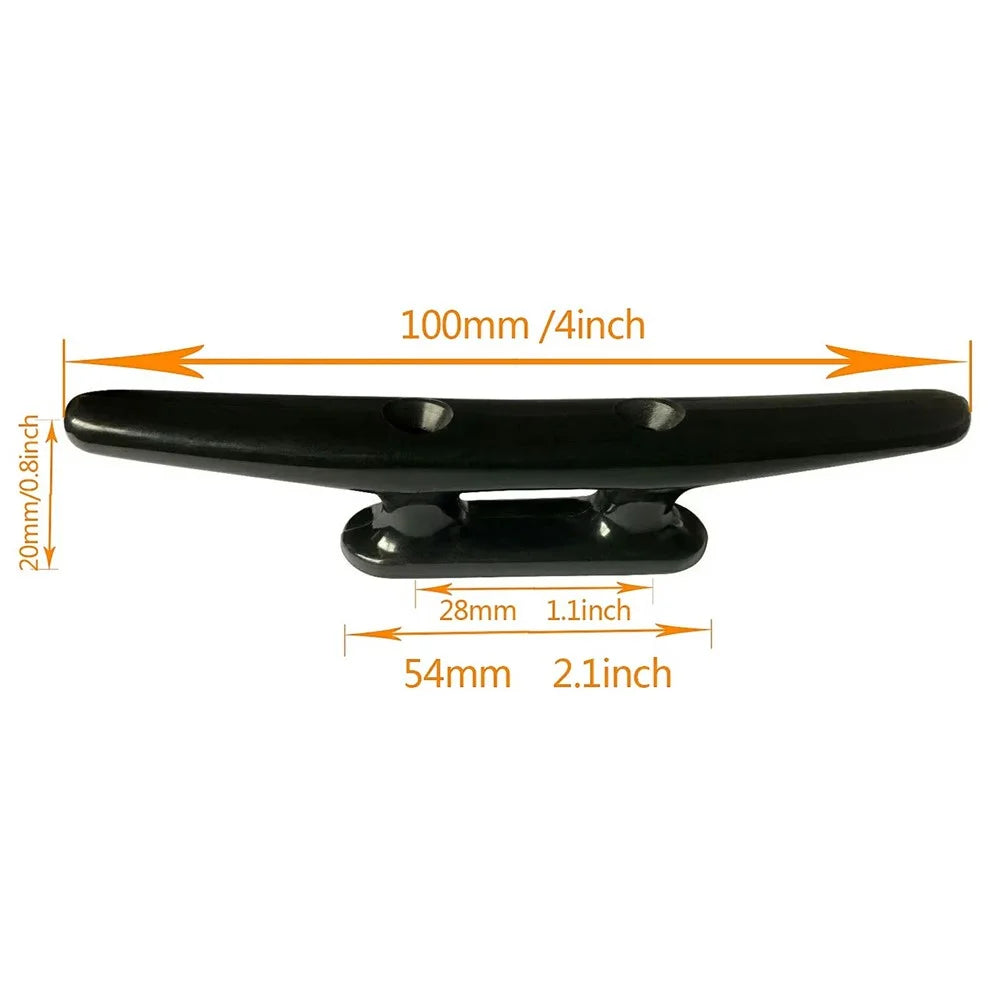 4Pcs 4 Inch Plastic Boat Dock Cleat Kayak Small Rope Tie Cleat Dock for Marine Deck Boats Canoes - Black - 6