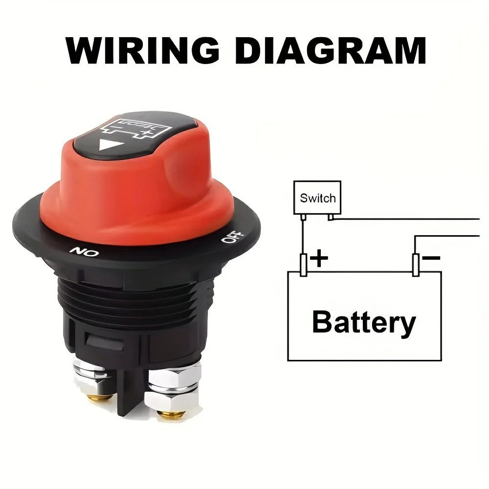 100A Battery Disconnect Switch Marine Yacht Car Black Rotary Power Cut Off Switch for Boat RV Truck Motorcycle - 4