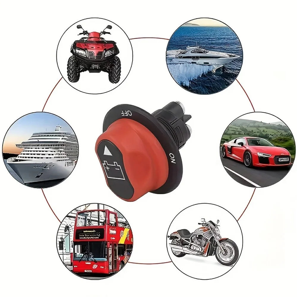 100A Battery Disconnect Switch Marine Yacht Car Black Rotary Power Cut Off Switch for Boat RV Truck Motorcycle - 6