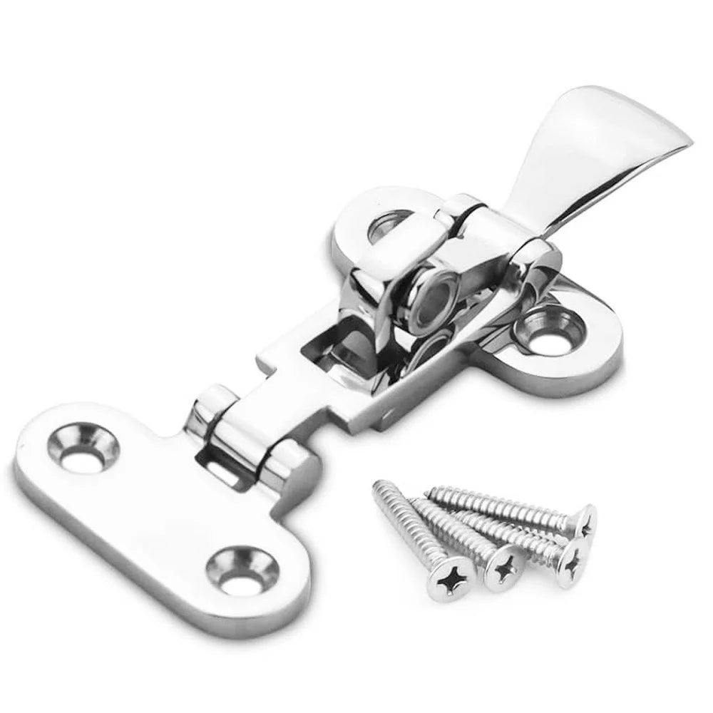 110 x 50mm 316 Stainless Steel Heavy Duty Toggle Latch Marine Grade Hasp Lock with Screws for Boat Box Door - Silver - 1