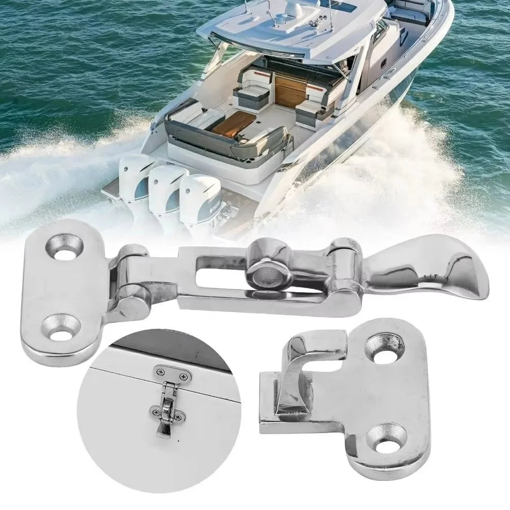 110 x 50mm 316 Stainless Steel Heavy Duty Toggle Latch Marine Grade Hasp Lock with Screws for Boat Box Door - Silver - 3