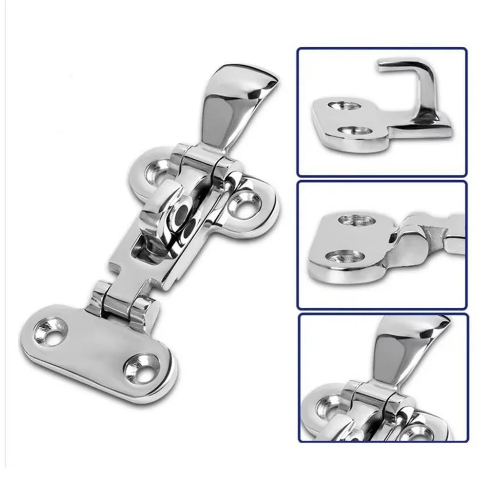 110 x 50mm 316 Stainless Steel Heavy Duty Toggle Latch Marine Grade Hasp Lock with Screws for Boat Box Door - Silver - 6