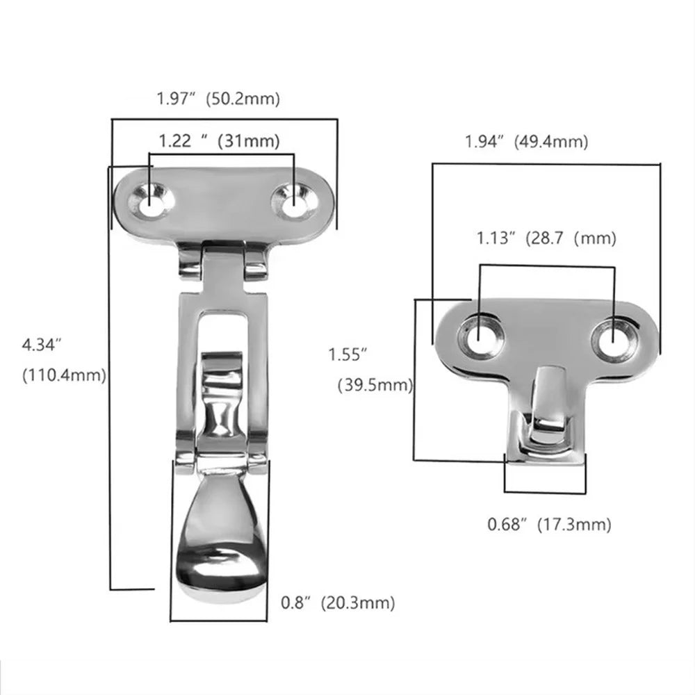 110 x 50mm 316 Stainless Steel Heavy Duty Toggle Latch Marine Grade Hasp Lock with Screws for Boat Box Door - Silver - 7