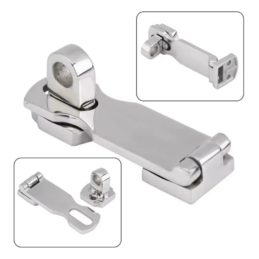 Marine Grade Stainless Steel Twist Latch Lock Hasp Buckle with 4 Screws for Boat Yacht RV Cabin Door - Silver - 4