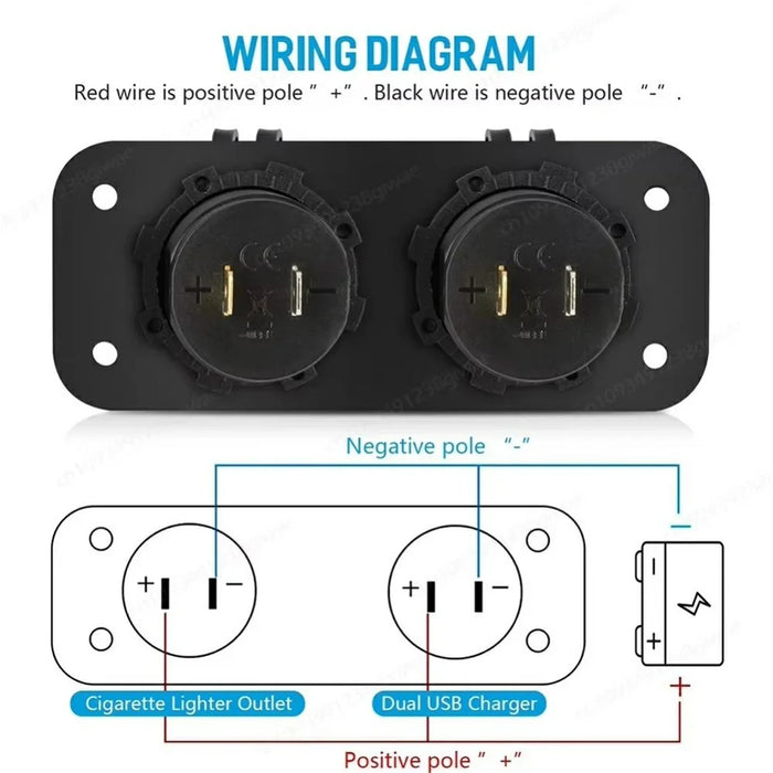 12V USB Car Cigarette Lighter Socket Dual QC3.0 Fast Charging Splitter Charging Adapter for Car Boat RV - Blue - 4