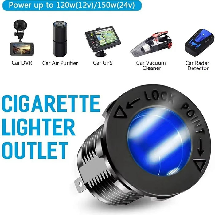 12V USB Car Cigarette Lighter Socket Dual QC3.0 Fast Charging Splitter Charging Adapter for Car Boat RV - Blue - 7