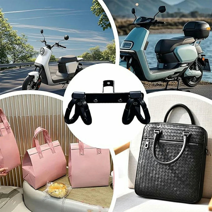Double Hook Anti-Drop Electric Scooter Hook Plastic Motorcycle Hanger for Bottle Bag Umbrella - Black - 5