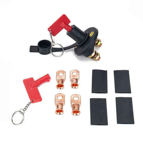 A2941 200A Car Boat Battery Kill Switch Isolator Power Disconnect Switch Heat Shrink Tube Wiring Terminal Kit with 2 Keys - 1