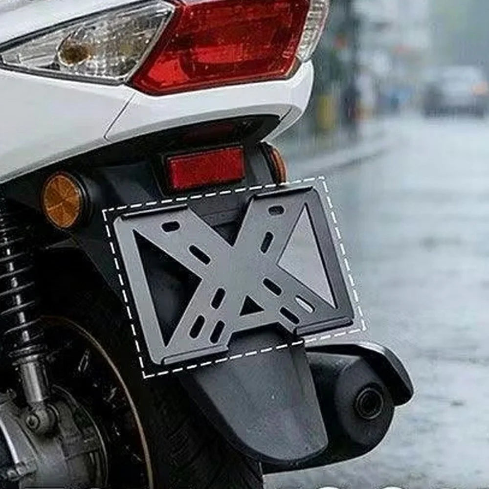 Hollow X Shape Aluminum Alloy Motorcycle License Plate Frame with 3mm Transparent Acrylic Cover - Black - 2