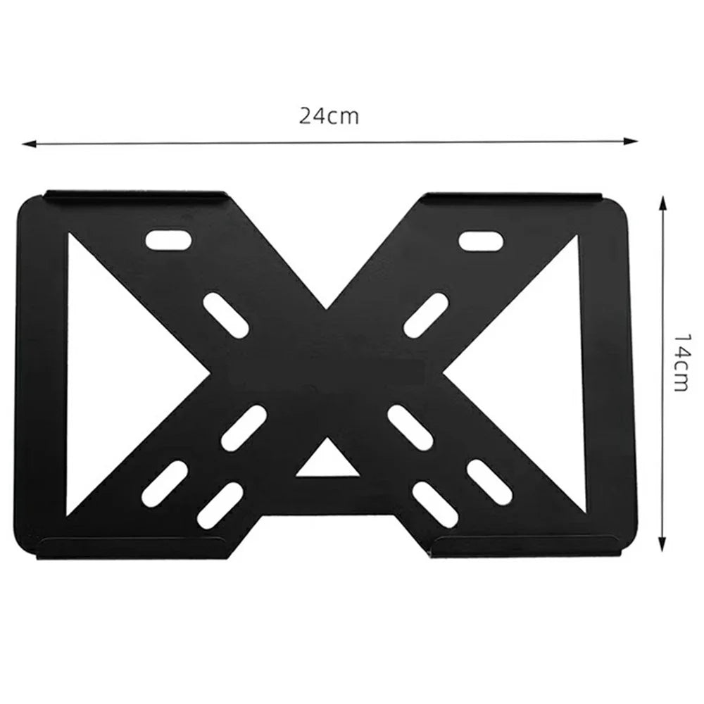 Hollow X Shape Aluminum Alloy Motorcycle License Plate Frame with 3mm Transparent Acrylic Cover - Black - 5