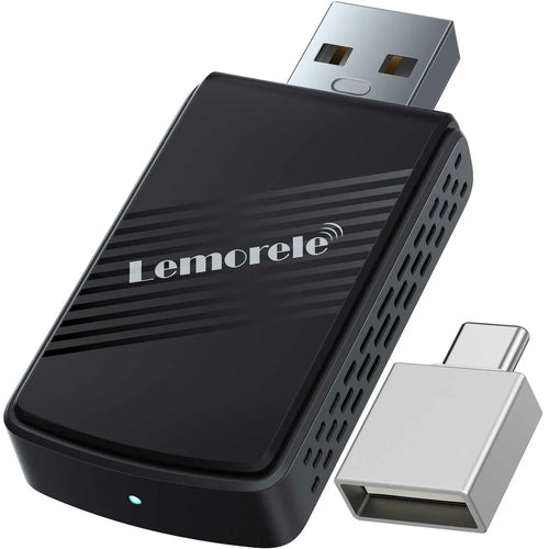 LEMORELE P90 Wireless CarPlay Adapter Plug and Play 2 in 1 Android Auto Converter with USB-C Adapter - 1