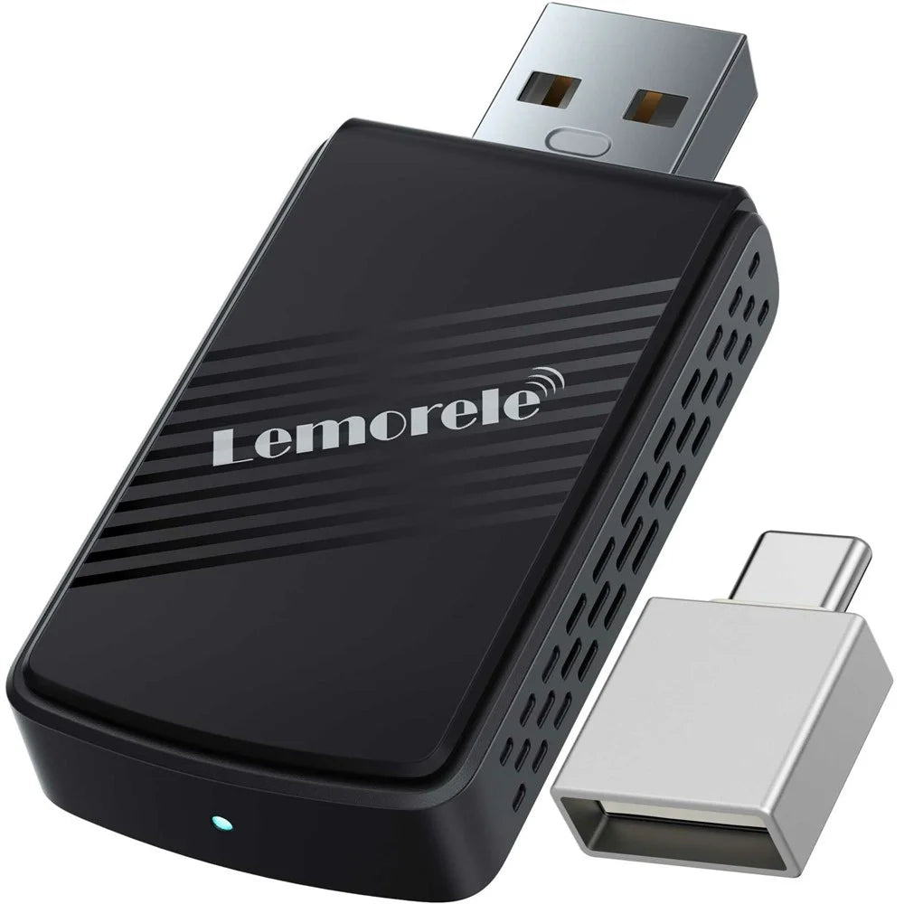 LEMORELE P90 Wireless CarPlay Adapter Plug and Play 2 in 1 Android Auto Converter with USB-C Adapter - 1