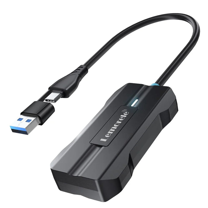 LEMORELE P80 USB / Type-C Wired to Wireless CarPlay Box Bluetooth-compatible WiFi Android Auto Converter - Black - 1