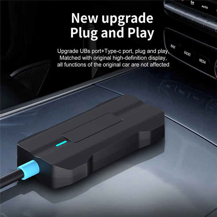 LEMORELE P80 USB / Type-C Wired to Wireless CarPlay Box Bluetooth-compatible WiFi Android Auto Converter - Black - 6