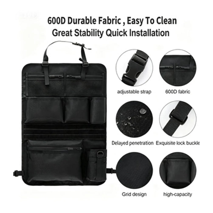 600D Oxford Fabric Car Seat Back Hanging Organizer Multi Pocket Storage Bag for SUV - Black - 3