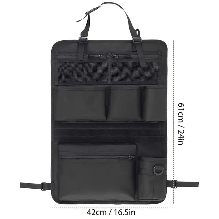 600D Oxford Fabric Car Seat Back Hanging Organizer Multi Pocket Storage Bag for SUV - Black - 6