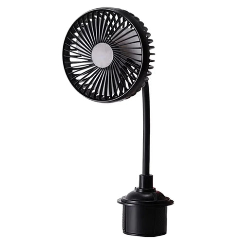 Car Cup Holder Mount USB Powered Fan 3-Speed Adjustable Silent Cooling Fan for Truck SUV - Black - 1